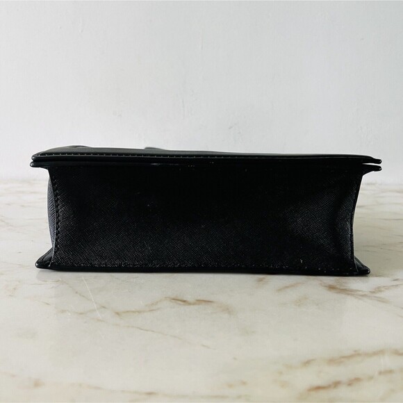 MICHAEL KORS Jet Set Solid Black Leather Full Flap Chain Crossbody Bag - Picture 4 of 9